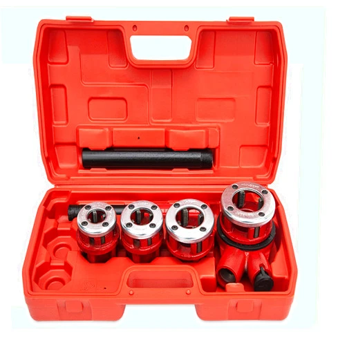 GDHSWJ Ratchet Pipe Threader Kit Ratcheting Pipe Threading Tool Set with 4 Dies 1/2
