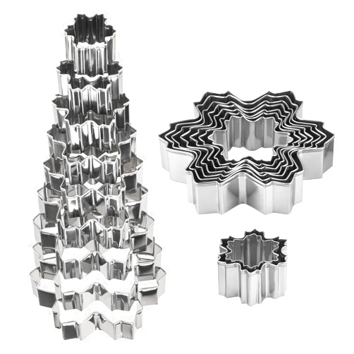 YXChome Cookie Cutters Snowflake Set - 3D Christmas Tree Cookie Cutter - 9 Piece Christmas Cookie Cutters - Stainless Steel Snowflake Cookie Cutters for Holiday Winter - Christmas Cookie Cutters for Baking