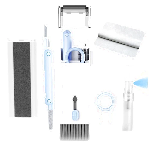 CRYSFIY 7 in 1 Electronic Cleaner kit - Keyboard Cleaner, Keyboard Cleaning Kit, Laptop Cleaner with Brush, Electronic Cleaner for Airpods pro/Laptop/Phone/Computer/Screen (Give Away a Flannel Cloth) Blue