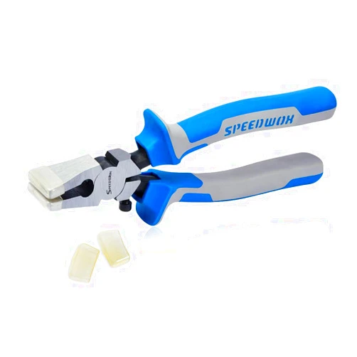 SPEEDWOX Glass Pliers with Rubber Tips 8 Inches Key Fob Pliers Glass Breaking Pliers with Flat Jaws Heavy Duty for Stained Glass Work Mosaics Breaking Tool