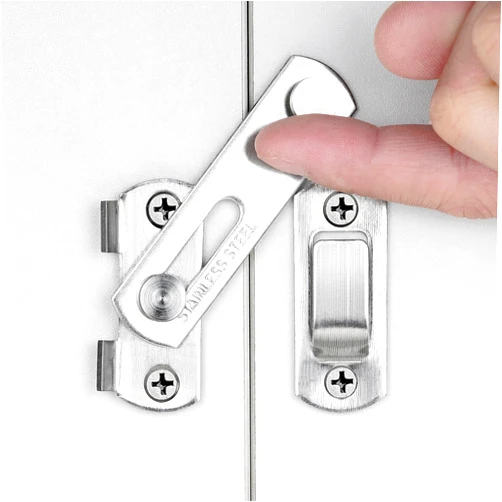 INIRET 2 Packs Barn Door Latches，2.75” x 2.02” Brushed Nickel Stainless Steel barn gate flip Door Latch Bi-fold Door Lock,Sliding Door Antique Lock Gate Latches Wine Cabinet Closet Door Latches