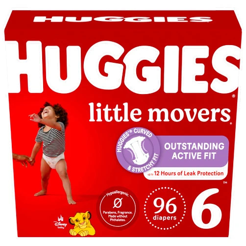 Huggies Size 6 Diapers, Little Movers Baby Diapers, Size 6 (35+ lbs), 96 Ct (2 Packs of 48)