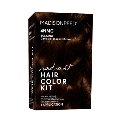 Madison Reed Radiant Hair Color Kit, Darkest Mahogany Brown for 100% Gray Coverage, Ammonia-Free, 4NMG Bolzano Brown, Permanent Hair Dye, Pack of 1