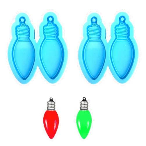 Mcmrsoul Christmas Light Bulb Silicone Mold for Resin Christmas Ornament Earrings Mold