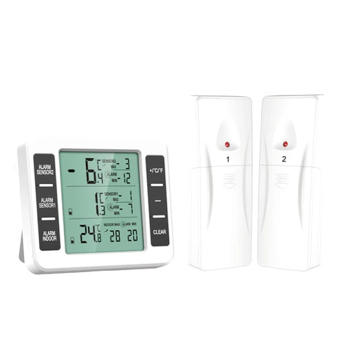 AMIR (UPGRADED) AMIR Refrigerator Thermometer, Wireless Indoor Outdoor Freezer Thermometer, Sensor Temperature Monitor with Audible Alarm Temperature Gauge for Kitchen, Freezer, Home (Battery not Included)