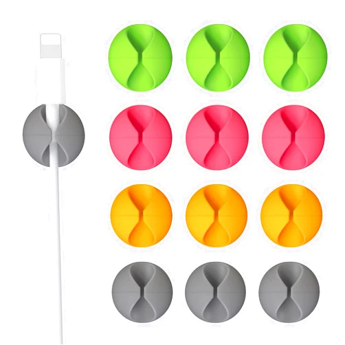 Znben 12 Pack Cable Clips, Znben Cable Holder for Desk Cord Organizer Adhesive Cord Management Charger Wire Holder Clips for Desk, Home, Office, Car, Cubicle, Nightstand - Colorful