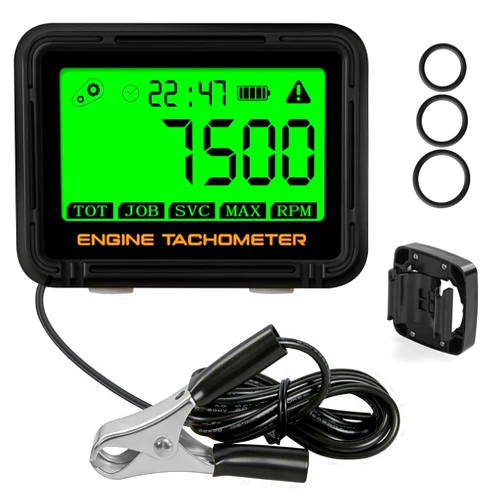 LEOMAUNYX Digital Engine Tachometer & Hour Meter Mini Tach Gauge with Clip & Backlight Display Inductive for Gas Small Engine Lawn Mower RV Chainsaws Outboard Motor
