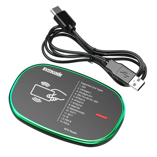 Symcode RFID Reader Writer 125KHz/13.56Mhz Dual Frequency Reads ID IC Card Reader Scanner Support Keyboard Emulation Output Support Write UHF Tags S20/S50/S70 Ultralight C EM4305/EM4205 H125