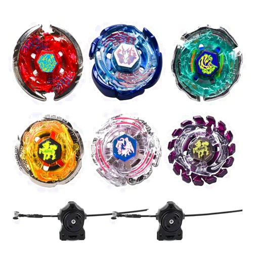 Anliv Art Gyros 6 Pack Bey Burst Battling Tops Metal Fusion Starter Set with Stickers Two Launchers