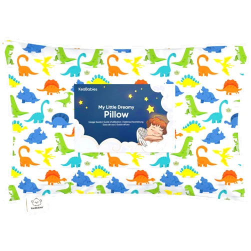 KeaBabies Toddler Pillow with Pillowcase - 13x18 My Little Dreamy Kids Travel Bed Pillows for Sleeping, Organic Cotton Small Pillowcase, Soft & Breathable, Machine Washable, Toddlers 2-5 Years Old (Happy Dino)