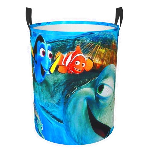 XZZZN Finding Nemo Laundry Hamper Circular Tunic Dirty Pocket Waterproof Large Oxford Fabric Foldable Round Laundry Storage Basket Dirty Clothes Bag Medium
