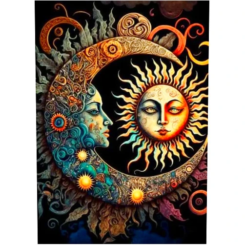 AIBOERL Diamond Painting Kits, Sun and Moon 5D DIY Full Drill Diamond Art Painting Kits for Adults, Seaside Diamond Painting Gem Art Craft for Home Wall Decor (11.8 * 15.8 inch