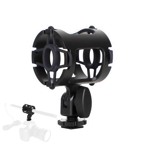 Easy Hood Microphone Shock Mount Holder with Cold Shoe for Camera Shoes and Boompoles, Fits 19-25mm Diameter Shotgun Mics