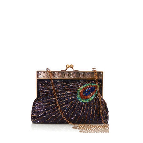 BABEYOND 1920s Flapper Peacock Clutch Vintage Gatsby Sequined Evening Handbag Beaded Bag