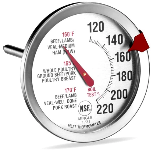 Generic Mainstays NSF Certified Oven Safe Meat Thermometer, Extra Large Dial, Silver