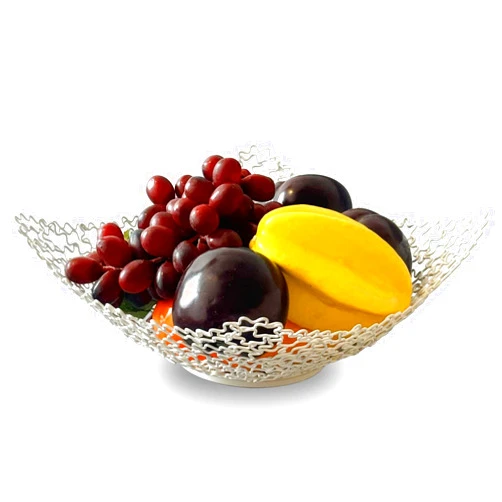BIOGRAT White Fruit Bowl for Kitchen Counter, 8.86 x 3.74 inch handmade Wire Fruit Basket for Snacks, Fruits, Breads