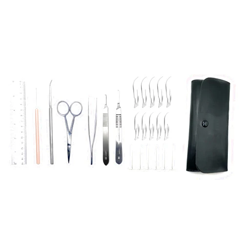 Generic 24 Piece Dissecting Kit Including Scissors, Forceps, Scalpel, Teasing Needle, and Probe in Leatherette Case for Anatomy Lab, Biology, Medical Students, and General Dissection