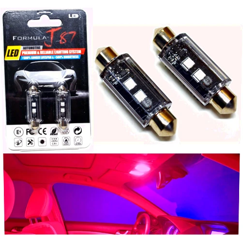Formula-J87 LED Bulbs 3030 SMD 42mm 578 6411 212-2 211-2 – Interior Dome, Map, Door, Trunk, Cargo, Glove Box Light Replacement (Pack of 2) (Red)