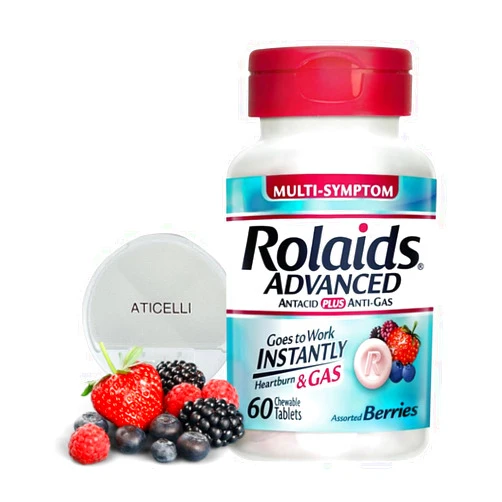 Aticelli Heartburn Set! Advanced Antacid Plus Anti-Gas Assorted Berries - Heartburn and Gas Chewable Tablets, Antacid Tablets Chewable, Acid Reflux, Gas Pills, Acid Reducer, 60 Count Chewable Tablets