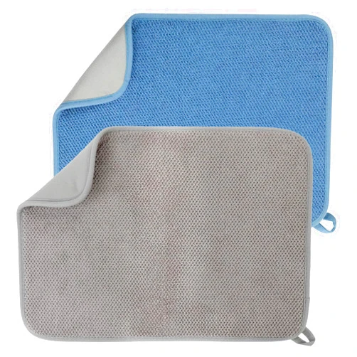 OMYOPY 2 Pack Microfiber Dish Drying Mat for Kitchen Counter, 16 x 12 Inch Absorbent Dish Drying Pad Dishes Drainer Mats for Countertop, Sink, Refrigerator or Dryer