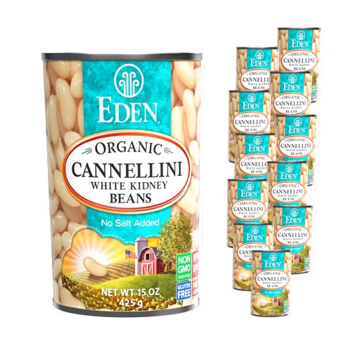 Eden Organic Cannellini White Kidney Beans, No Salt Added, 15-Ounce Cans (Pack of 12)