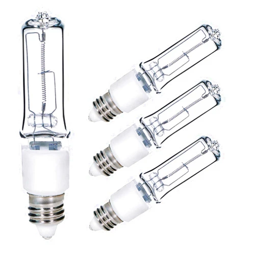 Comyan 4-Pack JDE11 120V 75W Dimmable Halogen Bulb T4 Mini Candelabra Base Warm White for Chandeliers, Ceiling Fan, Table Lamps, Cabinet Lighting…