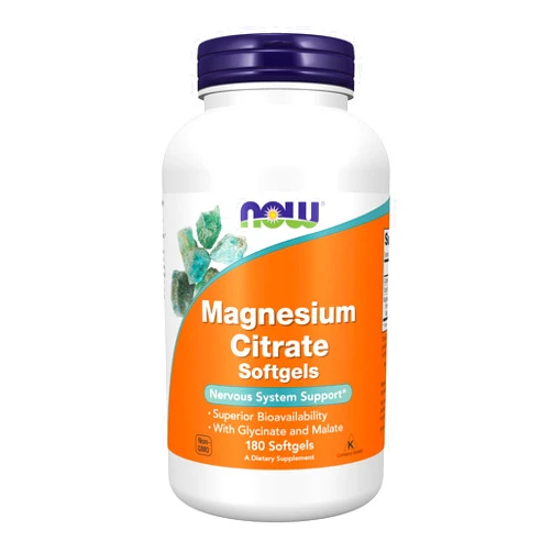 NOW Foods NOW Supplements, Magnesium Citrate, With Glycinate & Malate, Nervous System Support*, 180 Softgels