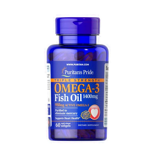 Puritan's Pride Triple Strength Omega-3 Fish Oil 1400mg, Active Omega-3 950mg, Dietary Supplement for Heart, Joint, and Cellular Health Support, 240 Rapid Release Softgels (Packaging May Vary)
