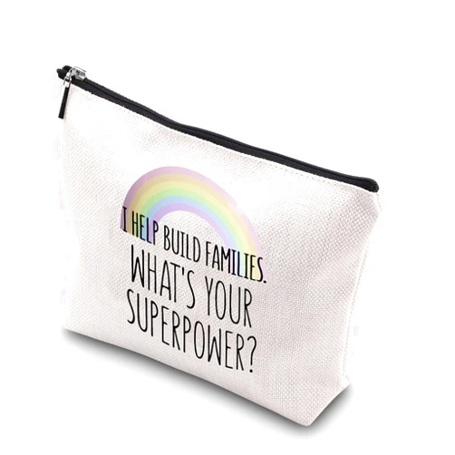 WCGXKO Surrogate Mom Gift I Help Build Family What’s Your Superpower Novelty Zipper Pouch Makeup Bag (Help Build Family), Bag-4th