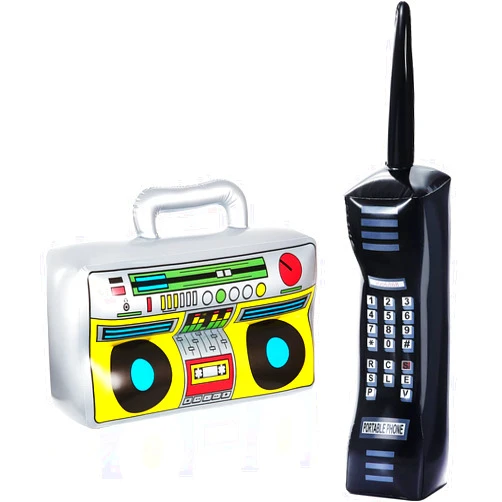 Gejoy 2 Pieces Inflatable Radio Boombox Inflatable Mobile Phone Props for 80s 90s Party Decorations Hip Hop Theme Birthdays Party Supplies