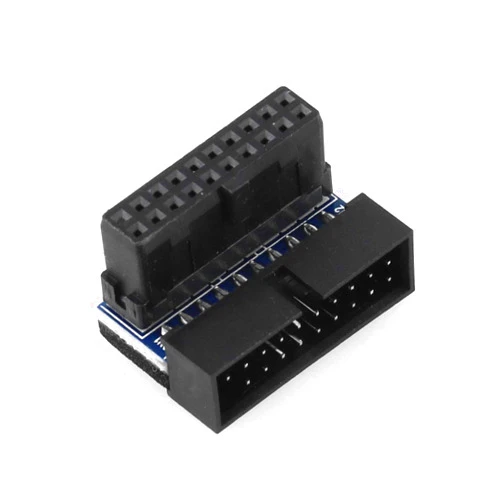 DGZZI USB 3.0 90 Degree Adapter Black USB 3.0 19Pin/20Pin Male to Female L Turn Right Angle Power Adapter Motherboard Down Angled