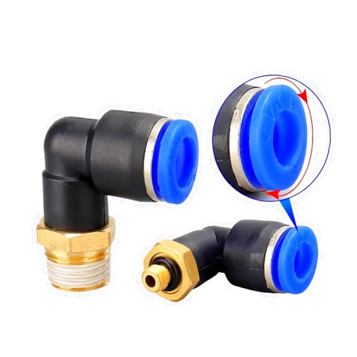 Generic PL Elbow Pneumatic Fitting 1/4 3/8 1/2 1/8 Male Thread Air Quick Connector L Shape Push In Hose OD 6mm 8mm 10mm 12mm(4-M5,1pcs)