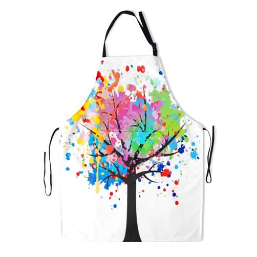 hodmadod Rainbow Tree Waterproof Colorful Apron for Men Women Chef Adjustable Neck & with 2 Pockets Suitable for Home Kitchen