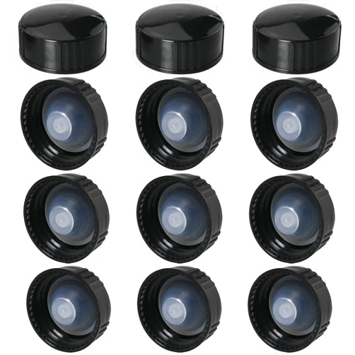 MEETOOT 12pcs Phenolic Resin Cover 24mm Black Poly Seal Screw Caps for Daily Chemicals, Food, Cosmetics Bottles