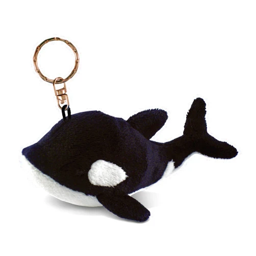 Puzzled Killer Whale Plush Keychain Stuffed Animal Toy - Soft Ocean Life Animal Black Whale Charm Keyring, Decorative Plush Toy Accessory Fun Buddy For Kids Bag - 4 Inches
