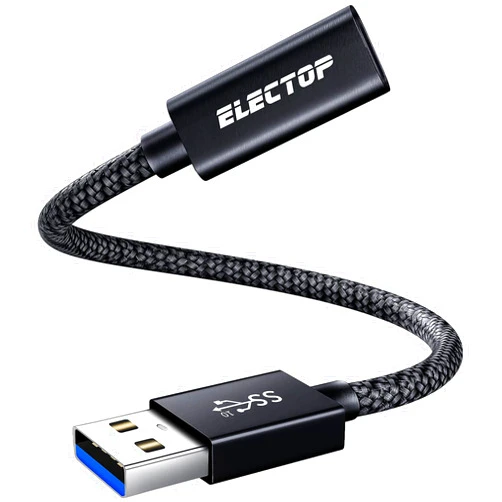 ELECTOP [10Gbps] USB C Female to USB Male Adapter Cable, USB 3.1 GEN 2 USB C Converter, Support Double Sided 10Gbps Data Transfer & Power Charging, USB A 3.1 to USB-C Cable