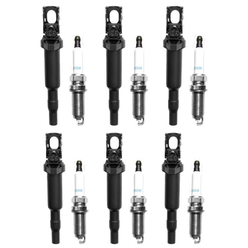 HQPASFY Ignition Coil & Spark Plugs Set of 6 Compatible with BMW 128i 328i 330i 528i 530i X3 X5 3.0L & More Replaces# 0221504470, UF592