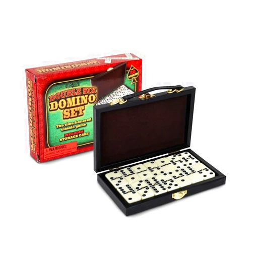 Playee Double Six Domino Set in Wooden Box - Premium 28-Piece Classic Table Tiles Educational Game for Adults and Kids – Travel Friendly - Board Games for Boys and Girls- Ideal for Game Night and Gifting