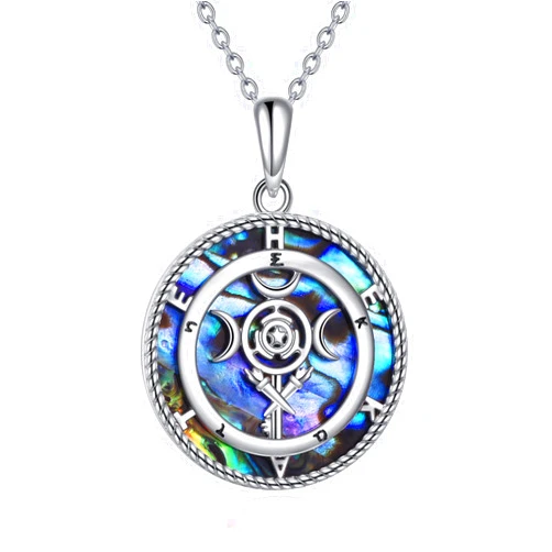 YAFEINI Tree of Life Necklace Sterling Silver Pentagram Pentacle Triple Moon Goddess Pendant Necklace Pagan Wiccan Magic Amulet Jewelry for Women Men