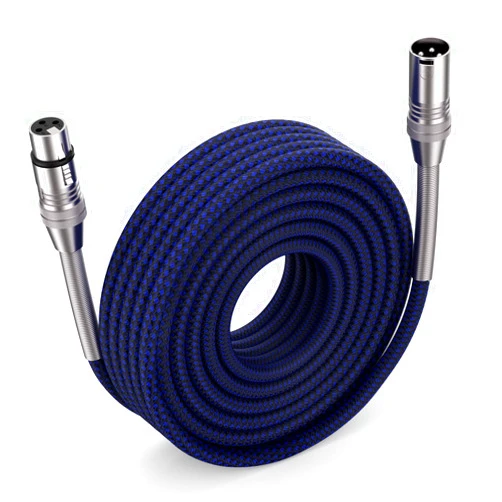 Ciwoda XLR Cable 100ft, Multi-Color Heavy Duty Nylon Braided XLR Male to Female, Microphone Cable 3 Pin Balanced XLR Cable Compatible with Speakers, Microphones, Stage Lighting and More - Blue