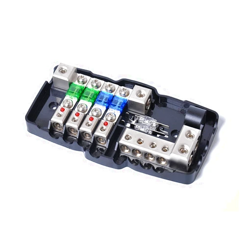 Kaling Multi-functional LED Car Audio Stereo ANL Fuse Holder Distribution 0/4ga 4 Way Fuses Box Block 30A 60A 80Amp