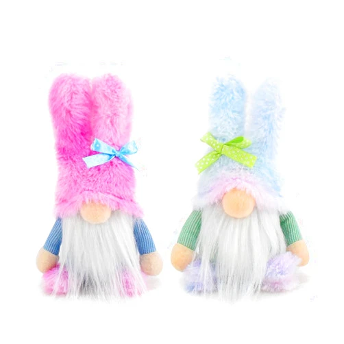 LUCKYBUNNY 2PCS Cute Easter Gnome Doll, Handmade Tomte Swedish Nisse Toy Scandinavian Dwarf Elf Plush Dolls for Irish Holiday Party Home Decoration (Random Gradient Color)