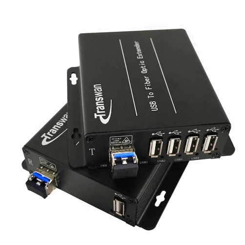 Transwan USB 2.0 hub Over Fiber Extender to Max 5 Kilometers SMF Fiber or Max 250 Meters MMF Fiber, Compatible with USB 1.1, Supports Oscilloscope Devices etc
