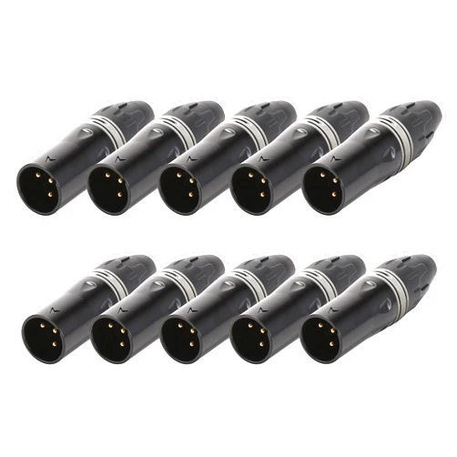 AVSSZ 10PCS XLR Male Connector, 3 Pin Gold-Plated Sodering Plug, Professional Audio Condenser Microphone Cable Plug, Audio Amplifier Signal Connector (Grey)