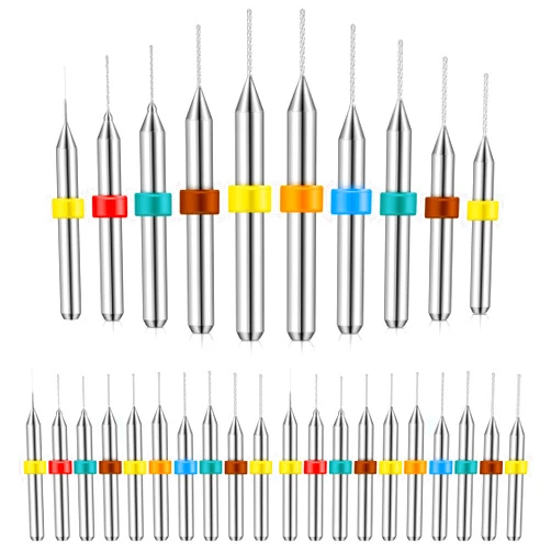 Lothee Shank Tungsten Carbide Micro Drill Bits Set, Tungsten Steel PCB Print Circuit Board Flute CNC Router Bits for Rough Stone Print Circuit Board Jewelry Engraving (30 Pcs, 0.3-1.2 mm)