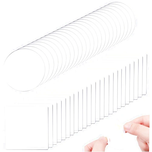 Eersida 48 Pieces Double Sided Tape Clear Sticky Gel Pad Washable Traceless Mounting Removable Sticky Gel Adhesive Double Sided Pads for Wall DIY Craft Home Office Rug Cushion Gripping