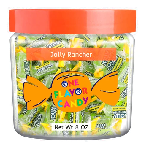 One Flavor Candy Jolly Rancher World's Best Flavored Fruit Hard Candy Bulk Candies in Jar Tasty Yummy Perfectly Delicious Time (Green Apple, 8oz)