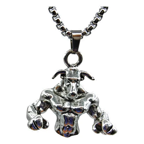 Joddfly Stainless Steel Bull Head Skull Men's Pendant Necklace, Silver，Hypoallergenic