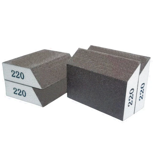 SACKORANGE 4 Pack 220 Grit Single Angle Sponge Sanding Block, Washable and Reusable Sanderpaper Hand Sanding Sponge for Wood Drywall Metal Home Sanding