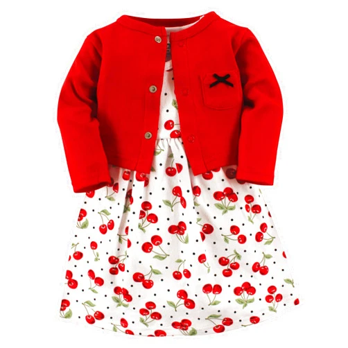 Hudson Baby Baby Girls' Cotton Dress and Cardigan Set